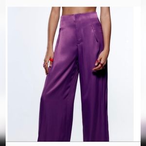 FULL LENGTH SATIN EFFECT PANTS WINEREF | 3067/436
